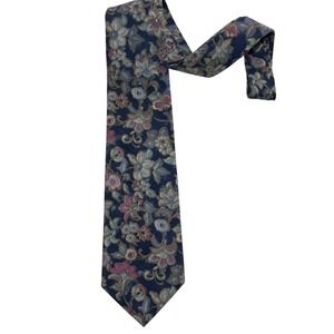 Vintage Structure Floral Tapestry Cotton Tie 90s Y2K Careerwear Office Classic